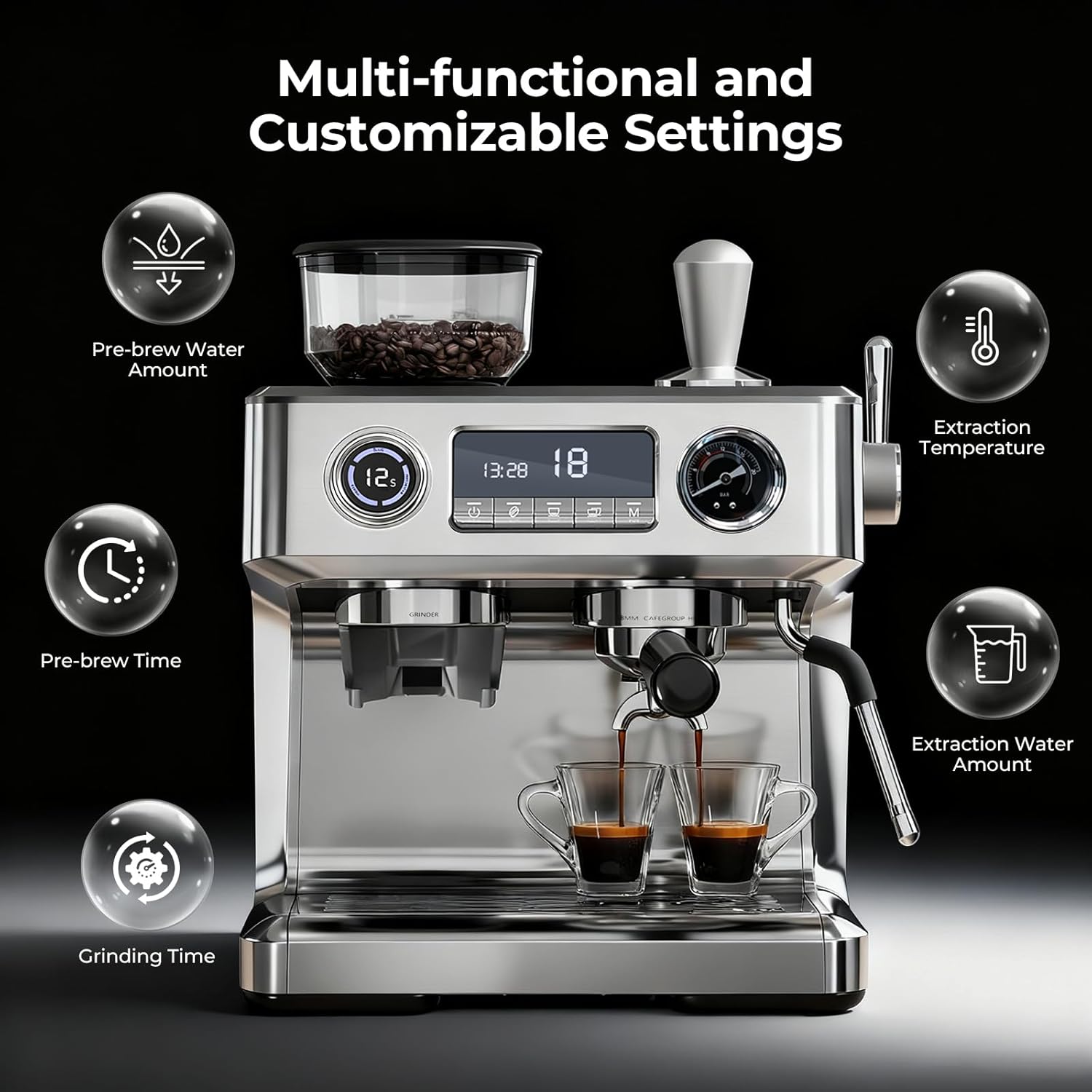 20 Bar Programmable Expresso Coffee Machine CM8023S