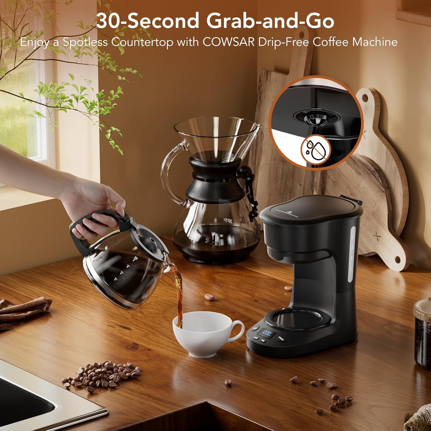 5-Cup Drip Coffee Maker - Programmable, Auto Brew, Auto Pause, Keep Warm Function CM3710H
