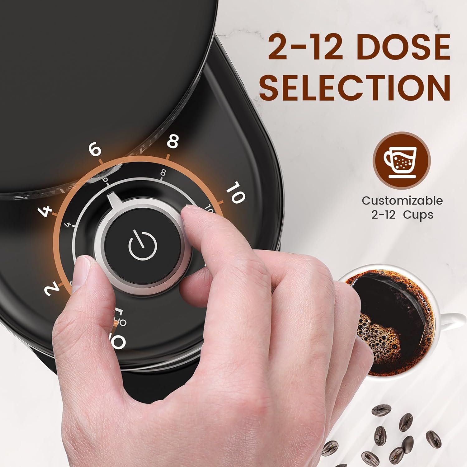 Automatic Coffee Grinder, Electric Burr One-Touch Grinder with 35 Grind Settings for Drip/Espresso/PourOver/ColdBrew, 2-12 Cup Dose Selection B8002