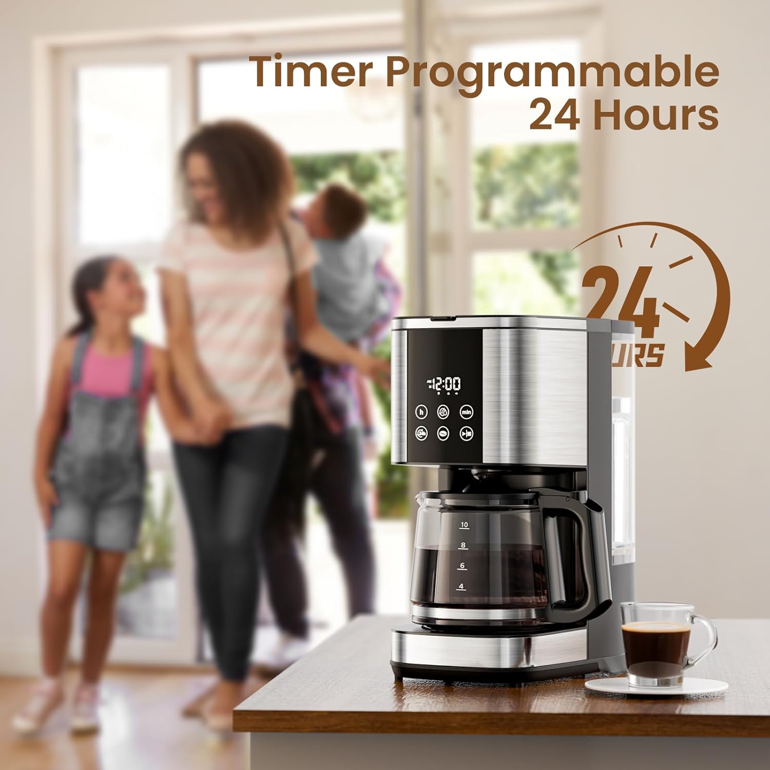 Kismile 10 Cup Drip Coffee maker with Led Display & Touch Screen CM3743